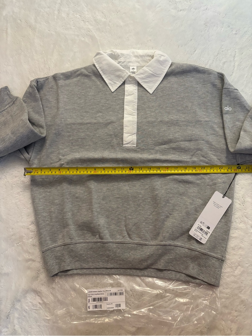 ALO Yoga Take it easy long sleeve Henley pullover Athletic Grey size M, NWT - Picture 6 of 10